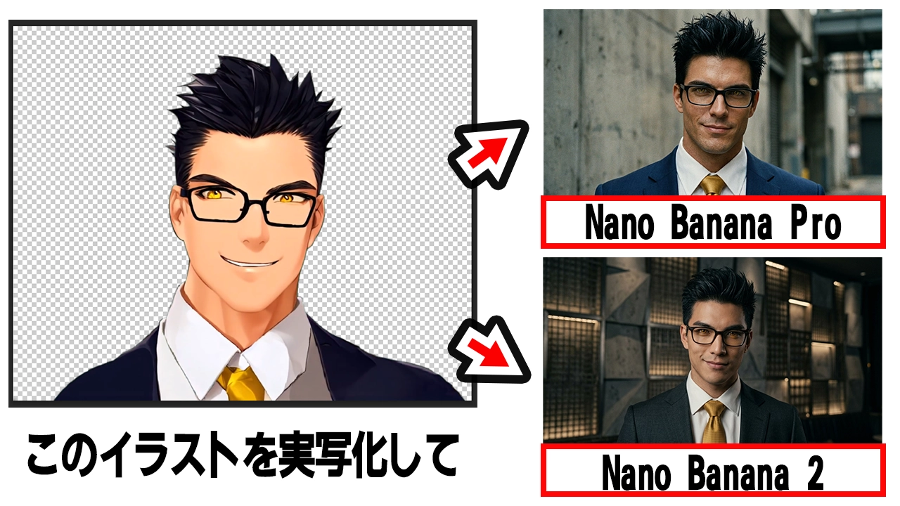 NanoBananaProと2の比較