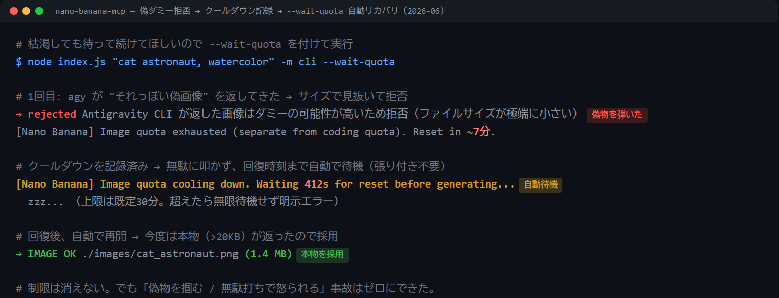 nano-banana-mcp の --wait-quota 自動リカバリ動作ログ