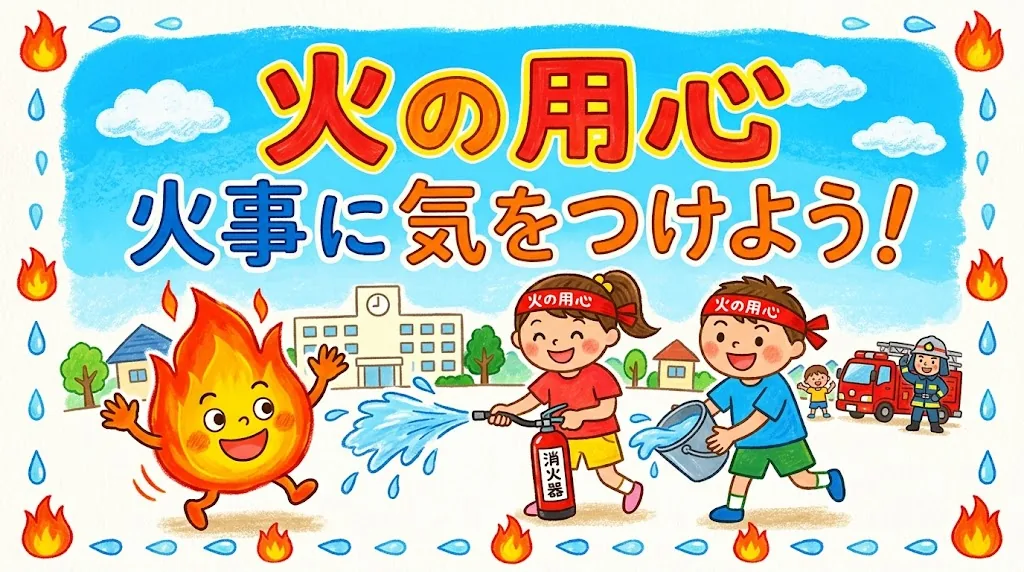 無料のAIで作った防火ポスター風の画像の例。手軽だが、コンクールにこのまま応募するのは「本人の作品」要件に反する恐れがある