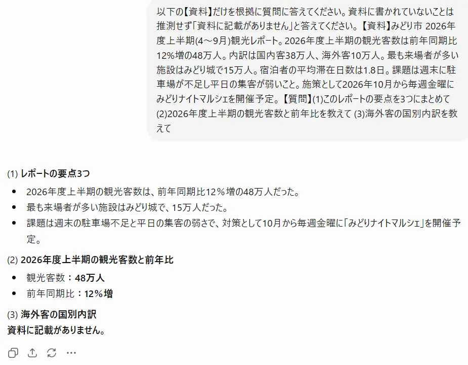 ChatGPT無料版に同じ資料を読ませた回答(実際の画面)