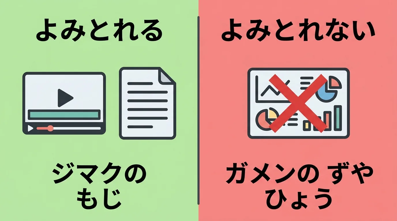 動画から読み取られるのは字幕の文字だけ